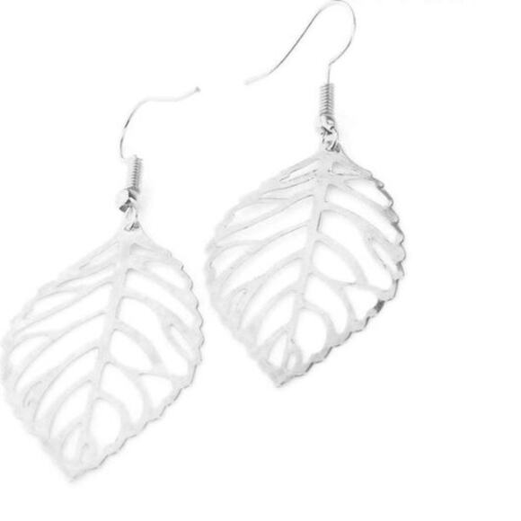 Simple Leaf French Wire Earrings - Picture 1 of 3